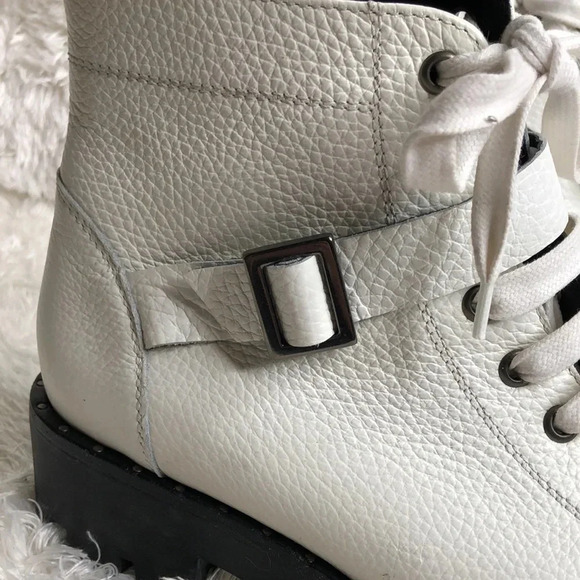 TOSCA BLU White Leather Combat/Moto Boots - Picture 2 of 9